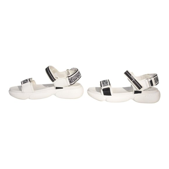 PRADA Cloudbust Logo-Embossed Rubber and Canvas-Trimmed Leather Sandals 37.5 - Picture 7 of 11
